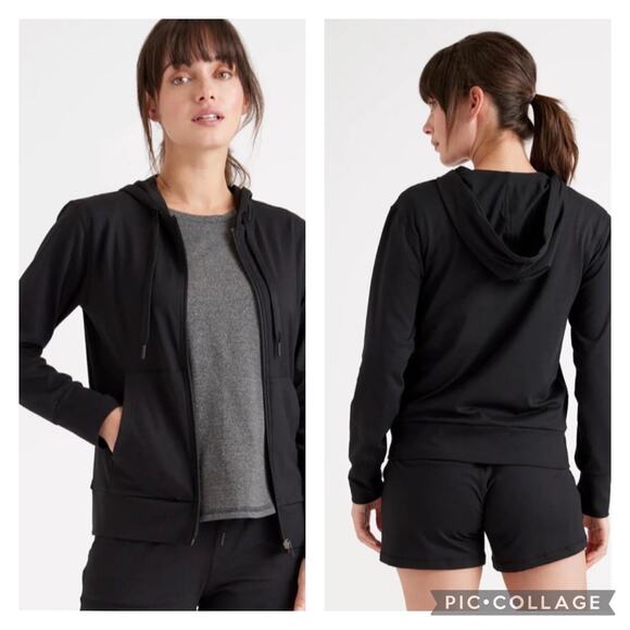 Quince Black Flowknit Full Zip Hoodie Size Large - Picture 1 of 7